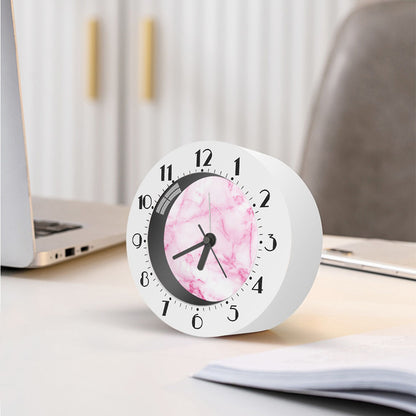 White Pink Marble Print Alarm Clock