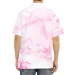 White Pink Marble Print Aloha Shirt