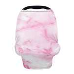 White Pink Marble Print Baby Seat Cover