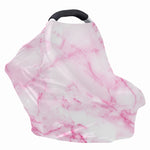 White Pink Marble Print Baby Seat Cover