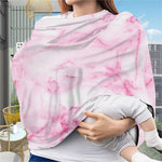 White Pink Marble Print Baby Seat Cover