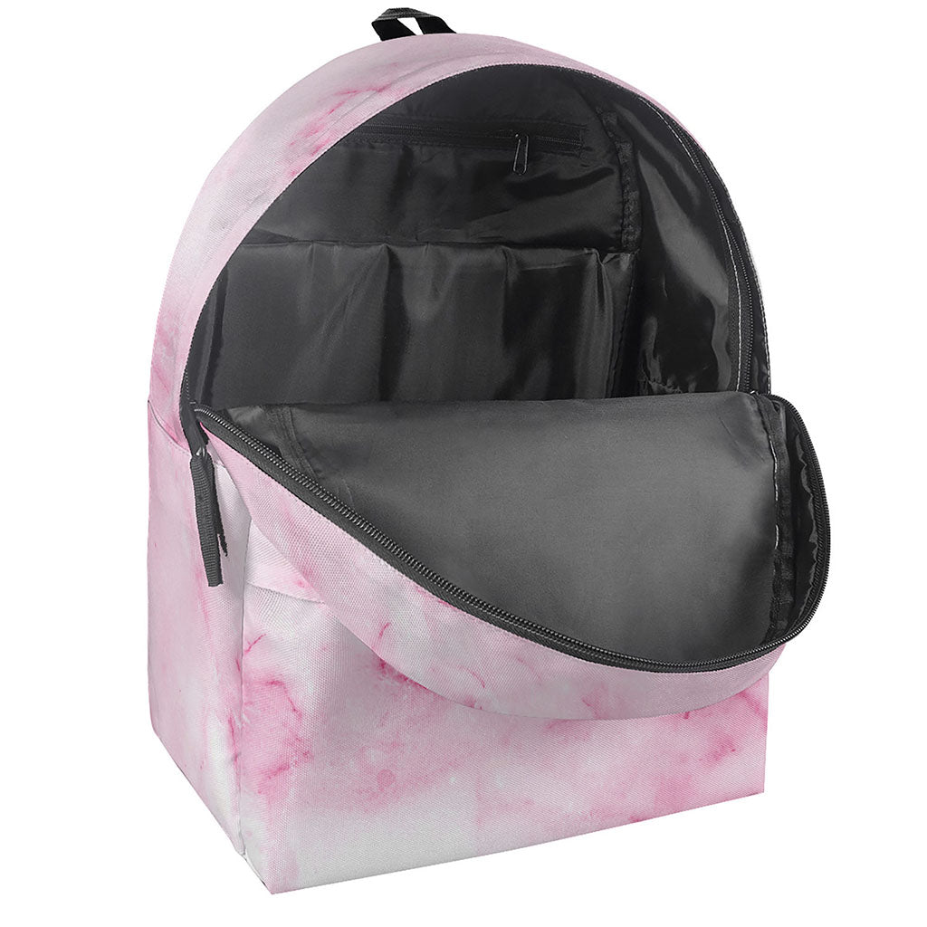 White Pink Marble Print Backpack