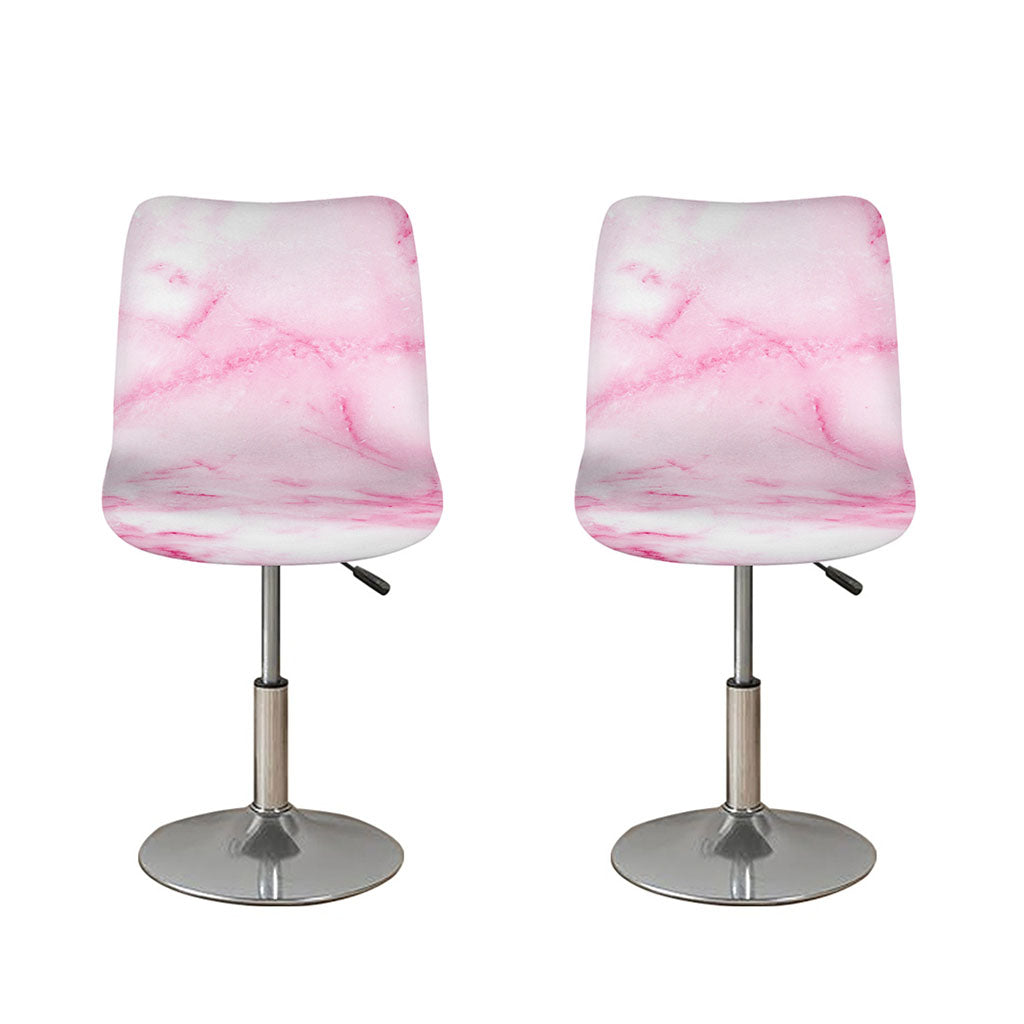 White Pink Marble Print Bar Stool Covers
