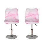 White Pink Marble Print Bar Stool Covers