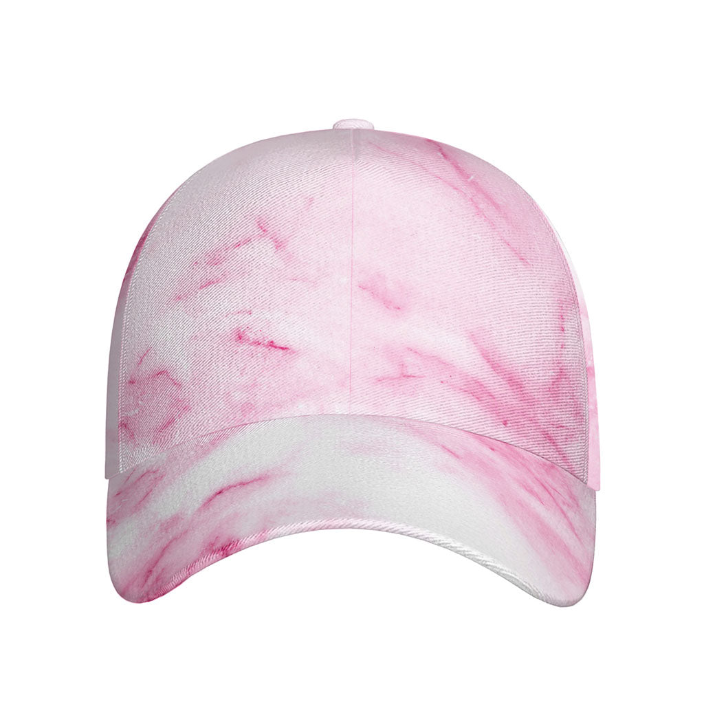 White Pink Marble Print Baseball Cap