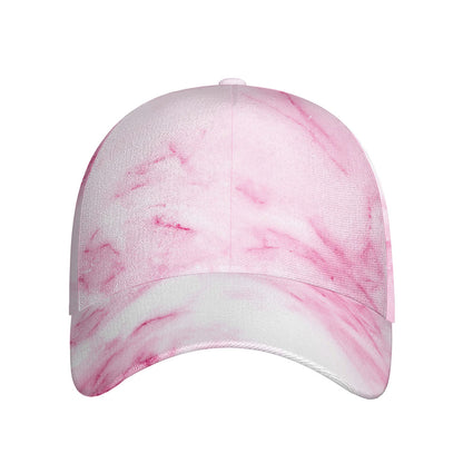 White Pink Marble Print Baseball Cap