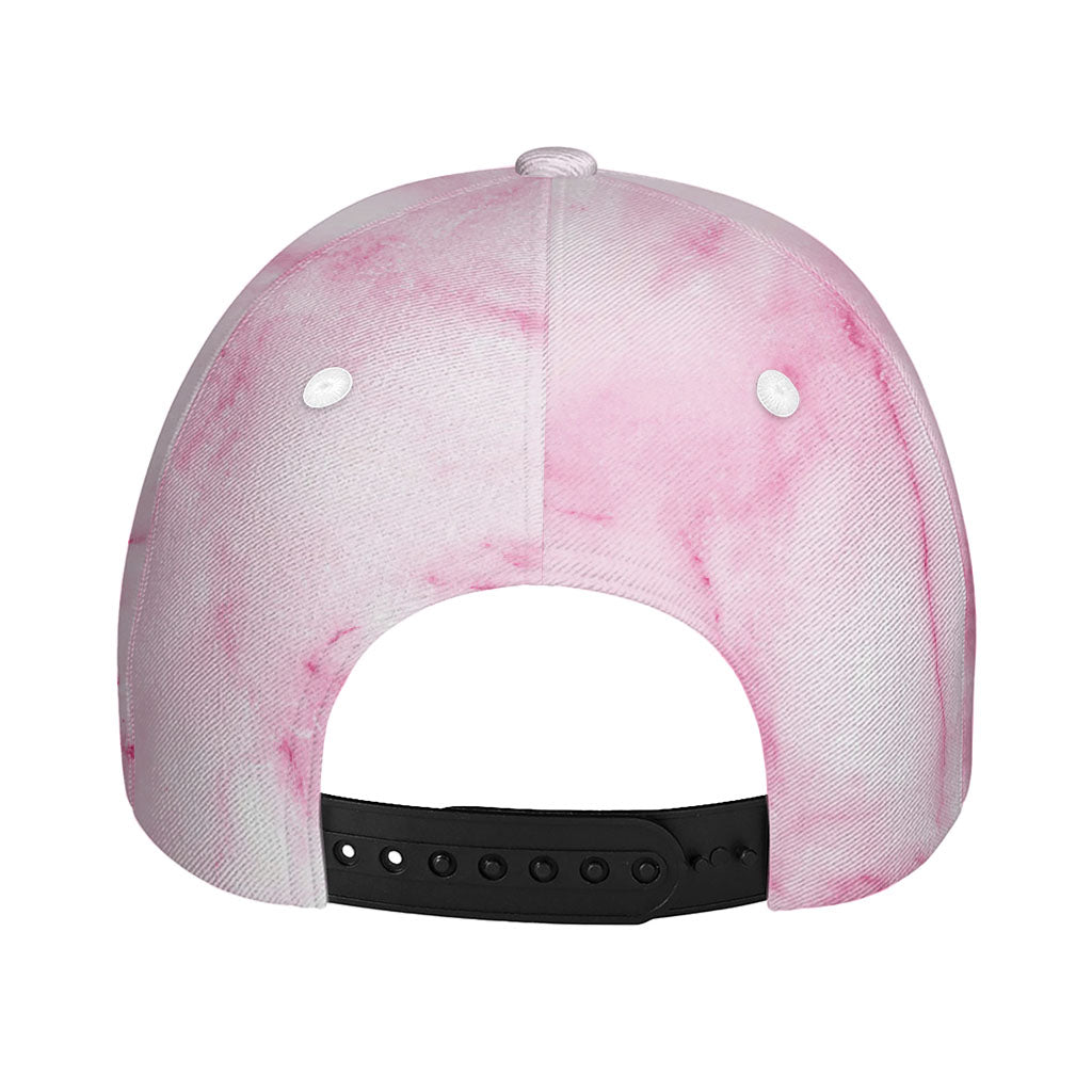 White Pink Marble Print Baseball Cap
