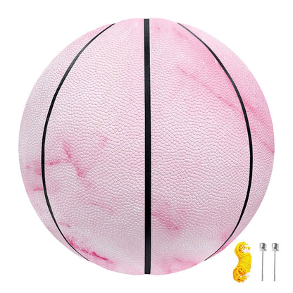 White Pink Marble Print Basketball