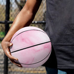 White Pink Marble Print Basketball