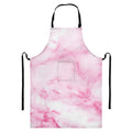 White Pink Marble Print Bib Apron With Pocket