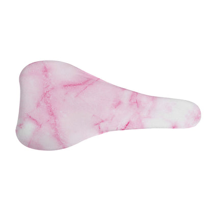 White Pink Marble Print Bicycle Seat Cover