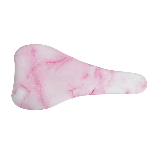 White Pink Marble Print Bicycle Seat Cover