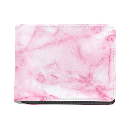 White Pink Marble Print Bifold Wallet