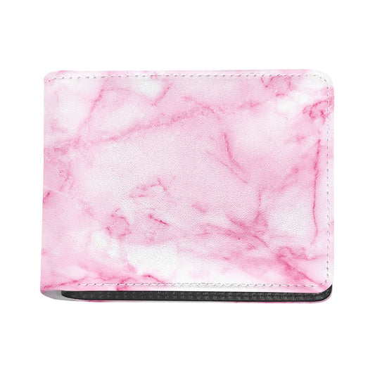 White Pink Marble Print Bifold Wallet