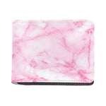 White Pink Marble Print Bifold Wallet