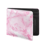 White Pink Marble Print Bifold Wallet