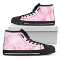 White Pink Marble Print Black High Top Sneakers