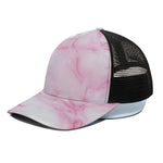 White Pink Marble Print Black Mesh Trucker Cap