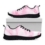 White Pink Marble Print Black Running Shoes