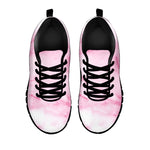 White Pink Marble Print Black Running Shoes
