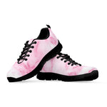 White Pink Marble Print Black Running Shoes