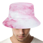 White Pink Marble Print Bucket Hat