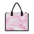 White Pink Marble Print Canvas Tote Bag