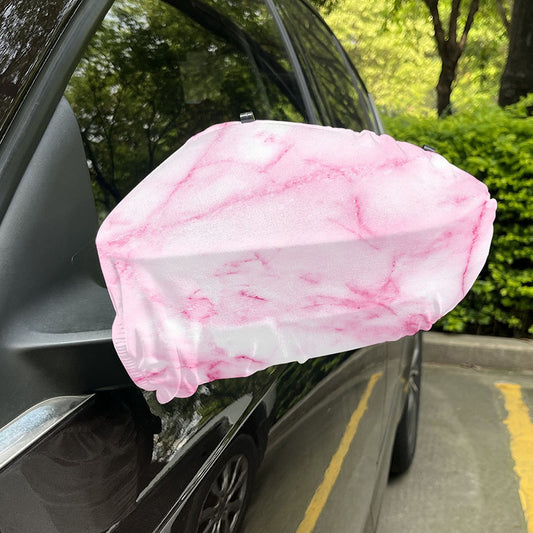 White Pink Marble Print Car Side Mirror Covers