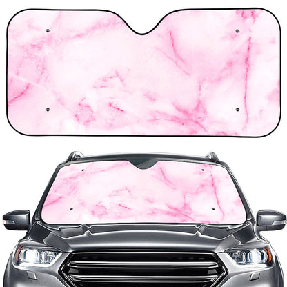 White Pink Marble Print Car Windshield Sun Shade