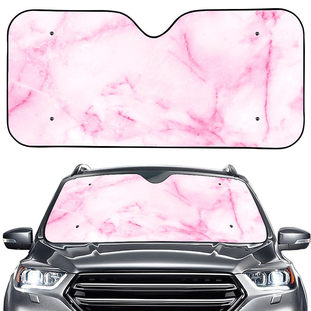 White Pink Marble Print Car Windshield Sun Shade