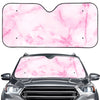 White Pink Marble Print Car Windshield Sun Shade