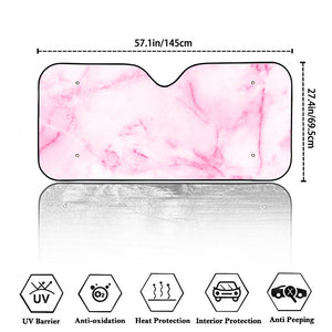 White Pink Marble Print Car Windshield Sun Shade