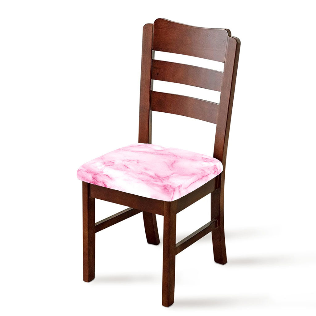 White Pink Marble Print Chair Cushion Cover