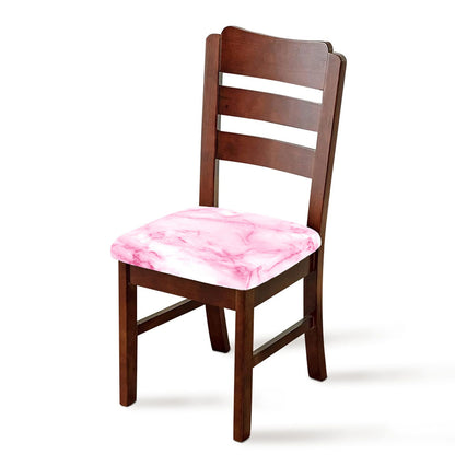 White Pink Marble Print Chair Cushion Cover