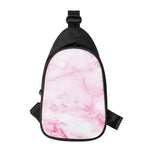 White Pink Marble Print Chest Bag