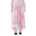 White Pink Marble Print Chiffon Maxi Skirt