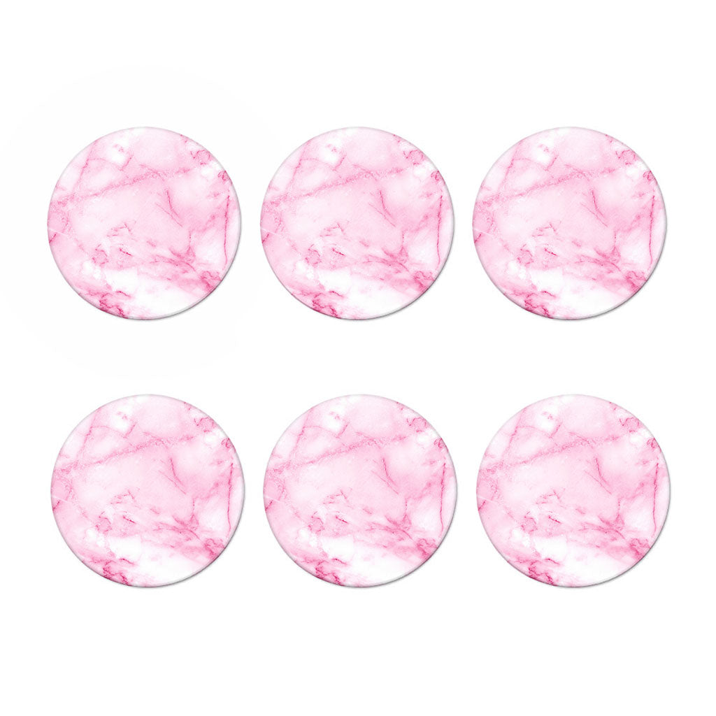 White Pink Marble Print Coaster Set