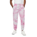 White Pink Marble Print Cotton Sweatpants