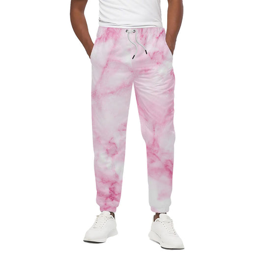 White Pink Marble Print Cotton Pants