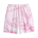 White Pink Marble Print Cotton Shorts