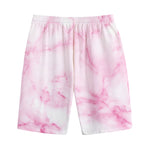White Pink Marble Print Cotton Shorts