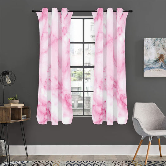 White Pink Marble Print Curtain