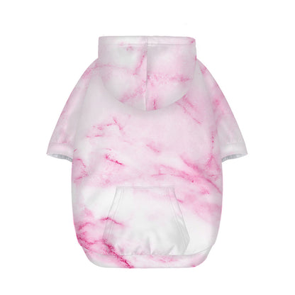 White Pink Marble Print Dog Zip Up Hoodie