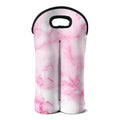 White Pink Marble Print Double Neoprene Wine Tote