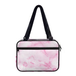 White Pink Marble Print Double Strap Bible Bag