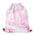 White Pink Marble Print Drawstring Bag