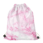 White Pink Marble Print Drawstring Bag