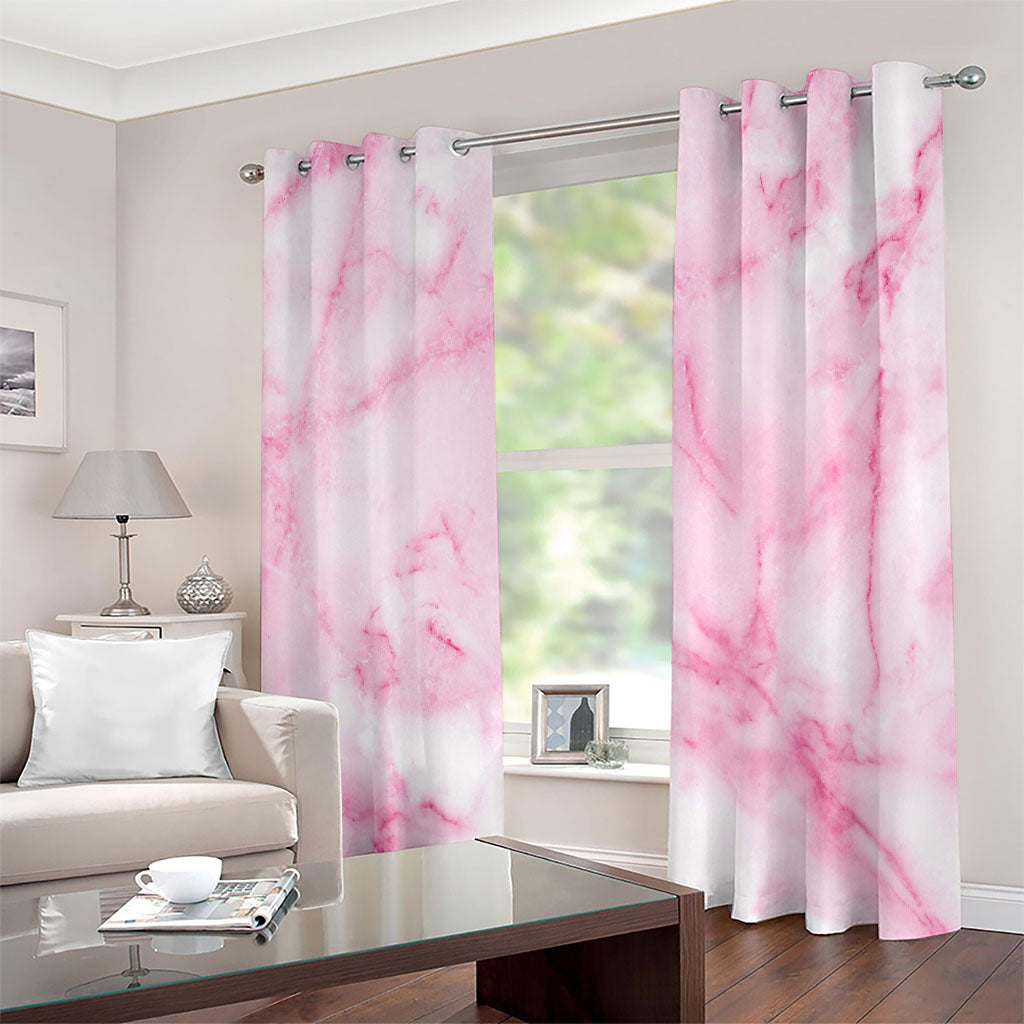 White Pink Marble Print Extra Wide Grommet Curtains