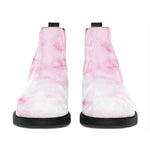 White Pink Marble Print Flat Ankle Boots