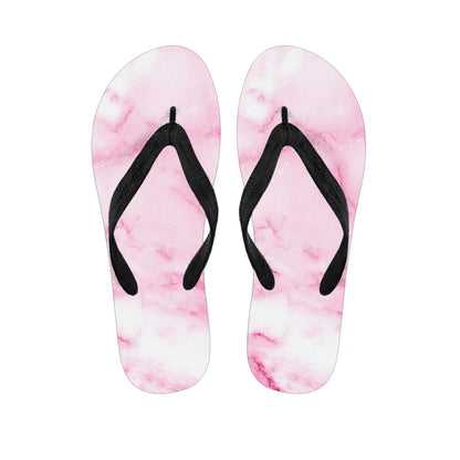 White Pink Marble Print Flip Flops